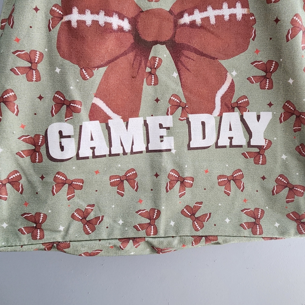 Game Day Football Bow Ribbon Light Canvas Tote Bag NWT - Picture 5 of 13